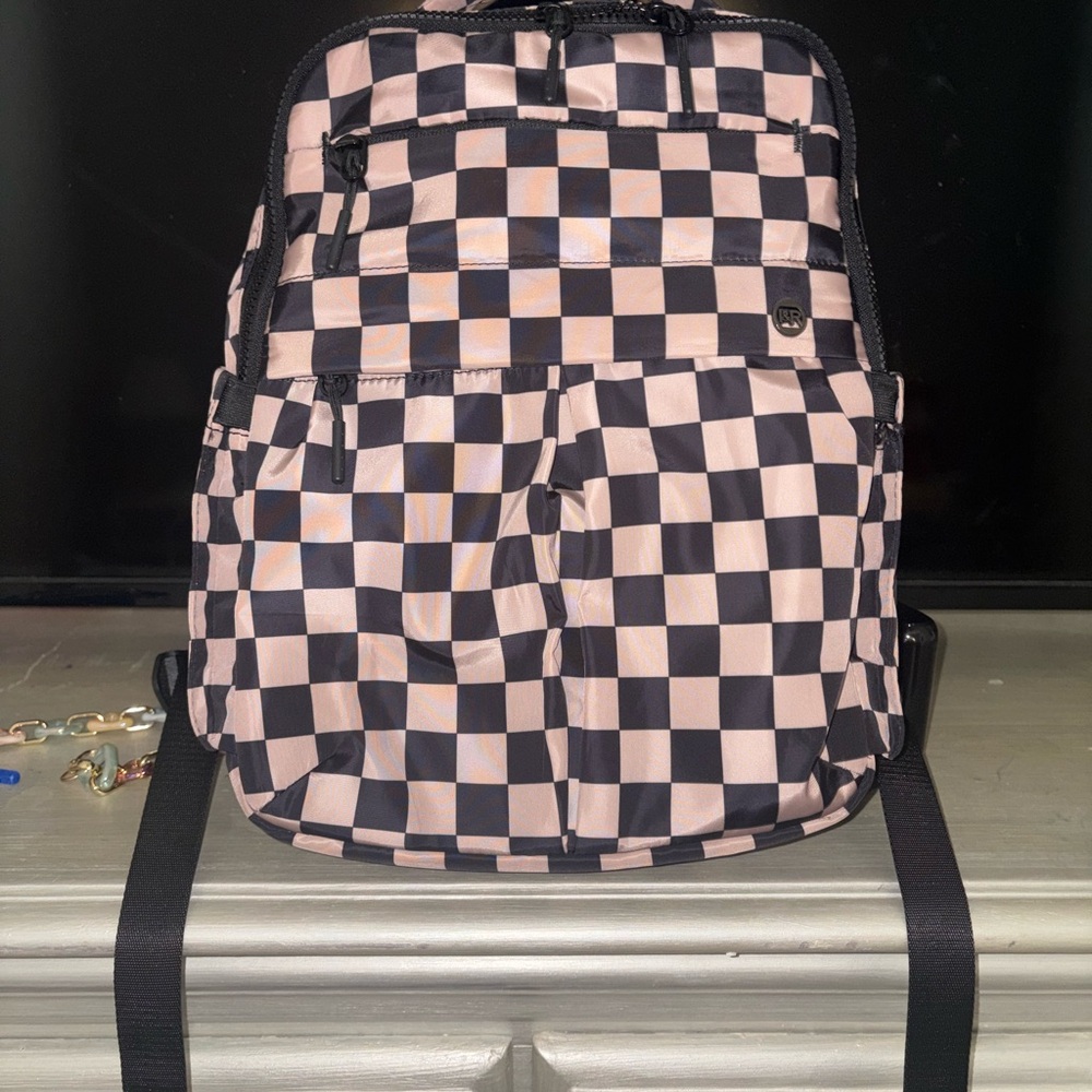 Checkered Black and Cream Backpack